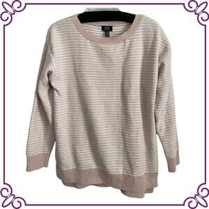 Jones New York Signature Blush Pink & White Striped Tunic Sweater Large